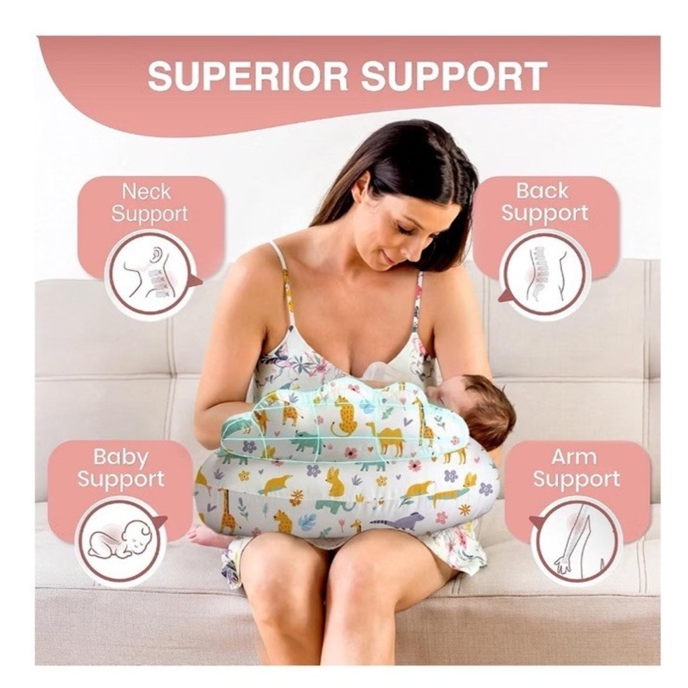 Nursing Pillow - Bunny Pattern - Pillow - Arm Rest - Pillow Cover - NEW